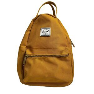 Herschel Mini Canvas Backpack Small Dark Mustard Yellow Zippers Read